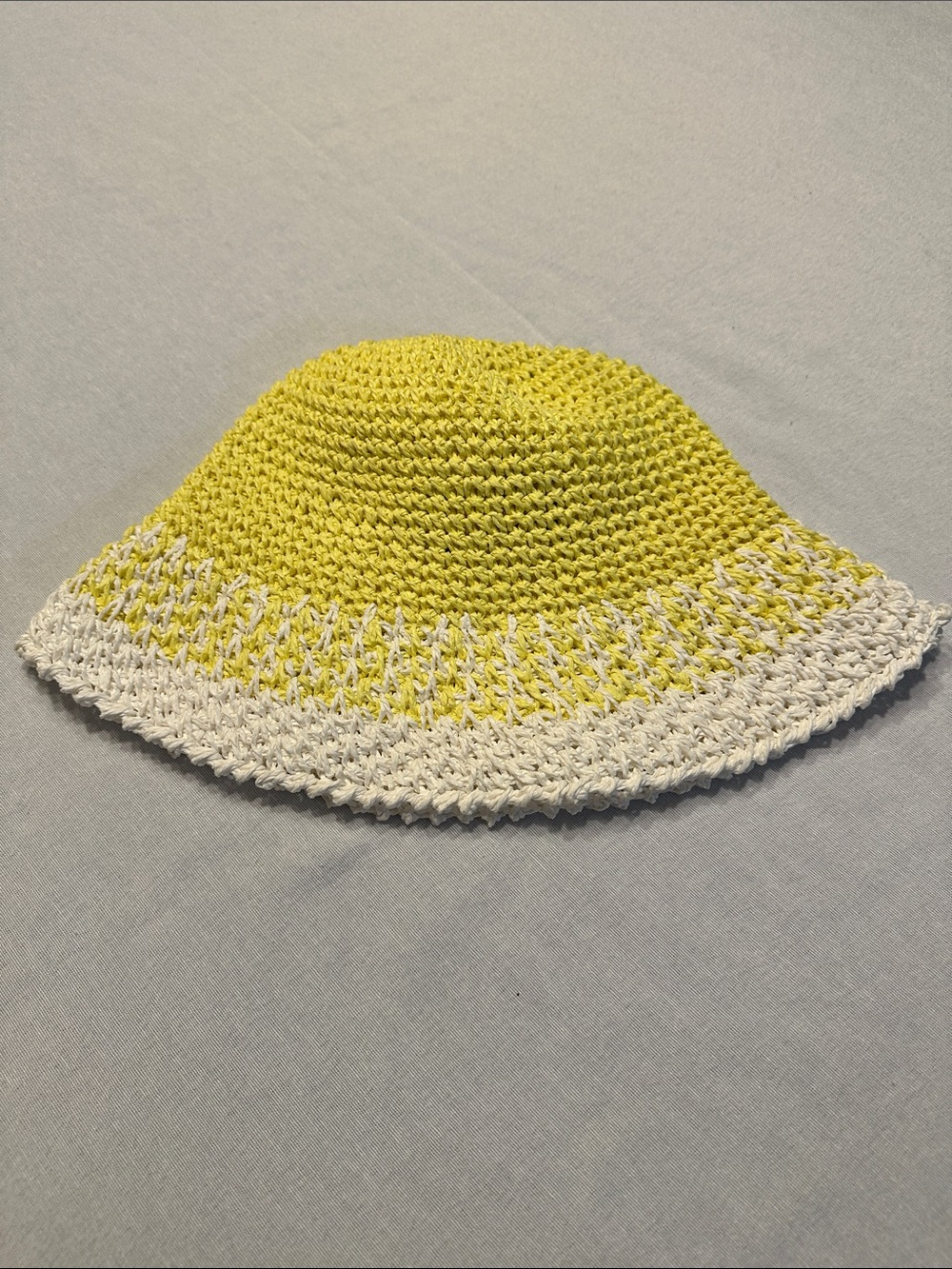 Kulani Kinis Yellow & White Paper Crochet Bucket Hat